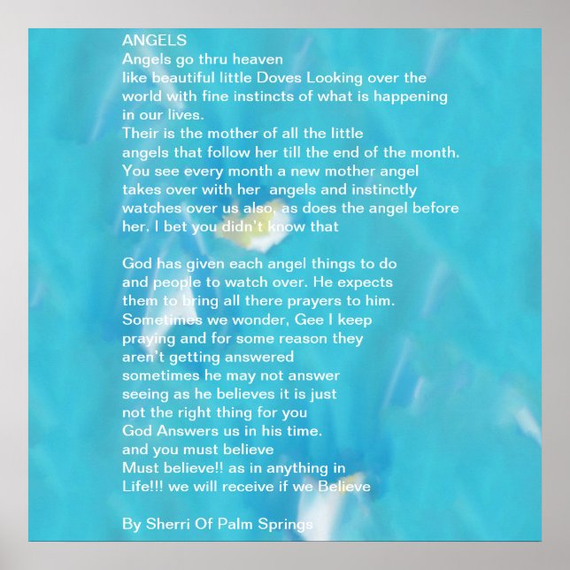 Les anges traversent le ciel Poème Poem Poster (Devant)