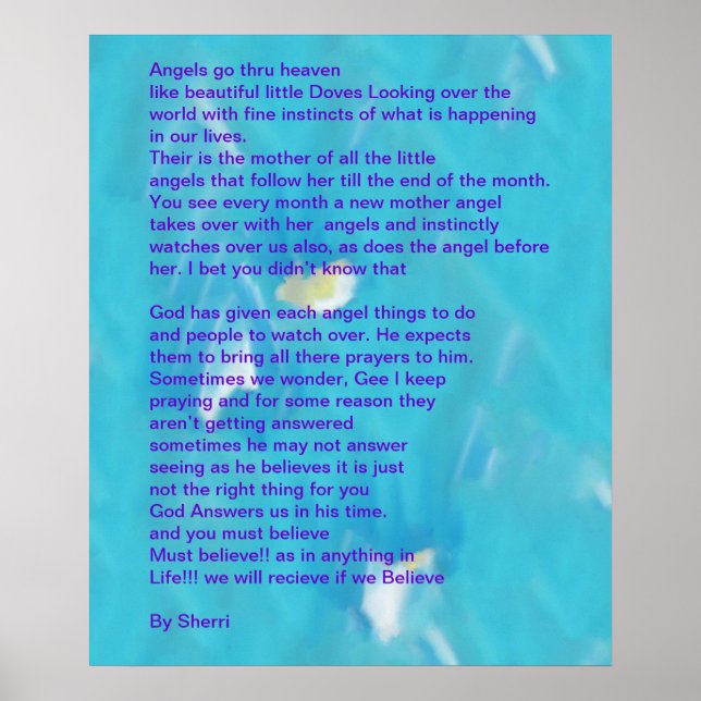 Les anges traversent le ciel Poème Poem Poster (Devant)