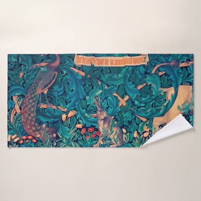 Les animaux dans la forêt, William Morris (Serviette de bain)