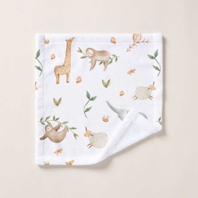les animaux de safari dans les bois lavent les vêt (Gant de toilette)
