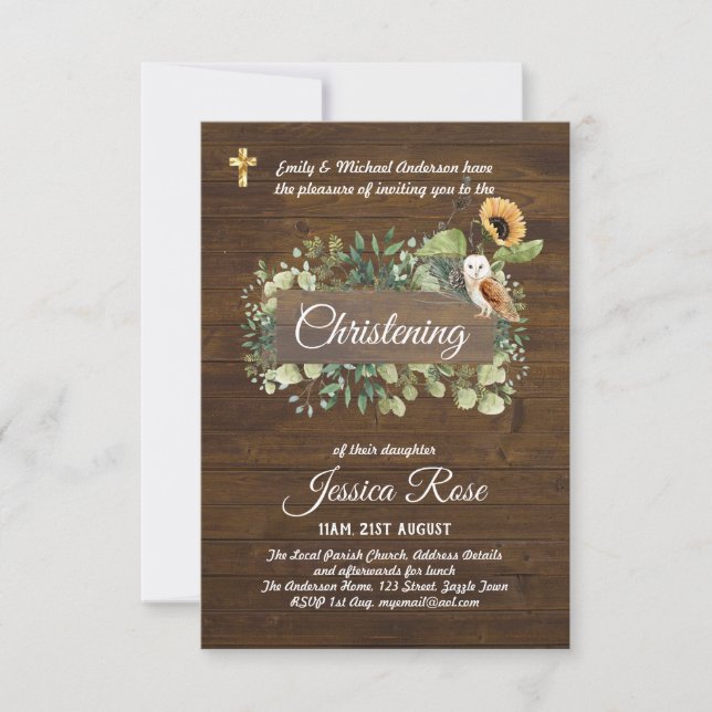 Les animaux des bois Christening Invitation Baptêm (Devant)