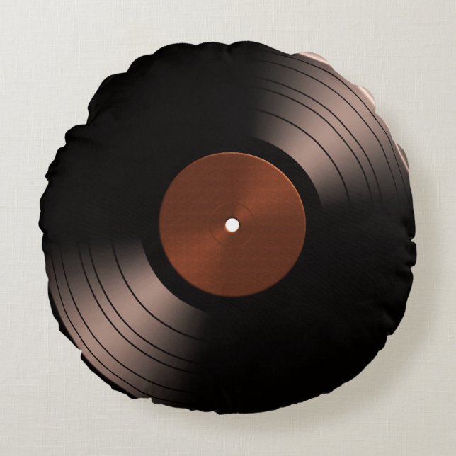 les années 70 album Vinyl Round Coussin (Devant)