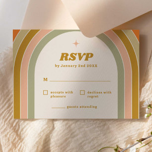 les années 70 Retro Rainbow Mariage Super RSVP