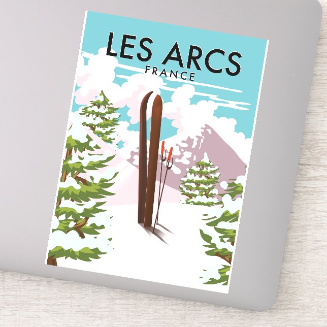 Les Arcs France travel ski Aufkleber (Detail)