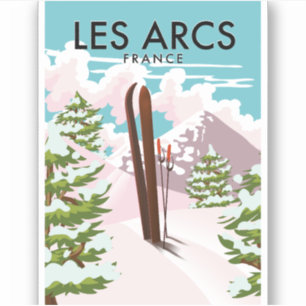 Les Arcs France travel ski Aufkleber