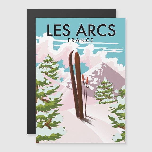 Les Arcs France travel ski Magnetkarte (Vorne/Hinten)