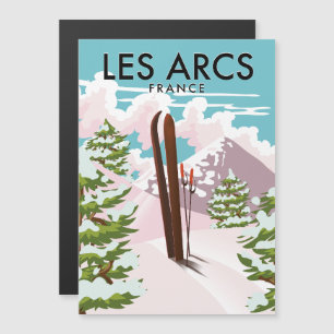 Les Arcs Frankreich Reise Skifahren Magnetkarte