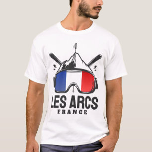 Les Arcs Frankreich Skigebiet Retro Skifahren T-Shirt