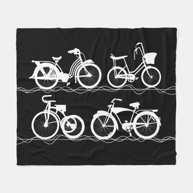Les Bicyclettes White Fleece Blanket (Vorderseite (Horizontal))