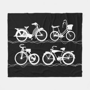 Les Bicyclettes White Fleece Decke
