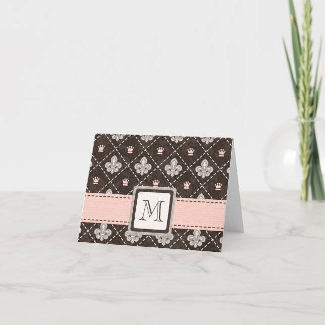 Les cartes de note de Monogrammed Fleur de Lis (Devant)