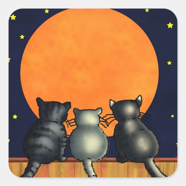 Les chats regardent les stickers de la lune (Devant)
