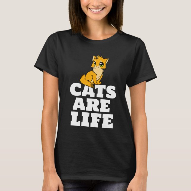 LES CHATS SONT LA VIE T-SHIRTS TEES CHAT ROUX (Devant)
