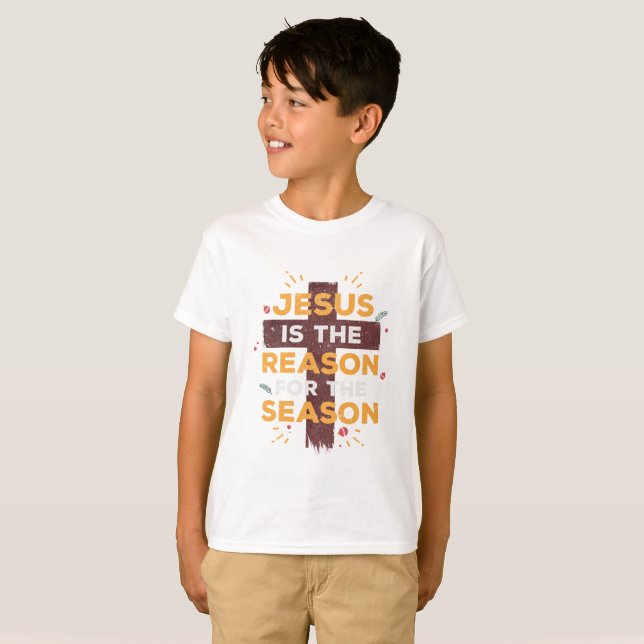 Les Chemises T-Shirt Des Enfants Chrétiens - Jésus (Devant entier)
