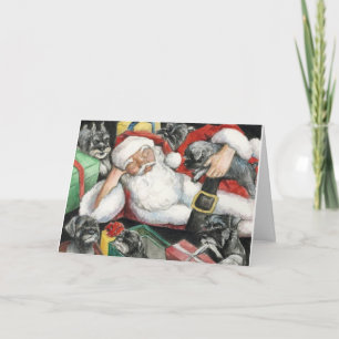 Les chiots de Schnauzer succèdent la carte de Noël