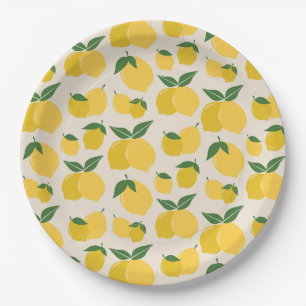 Les Citrons 01 Retro-Zitronen-Abstrakt Zitronen Pappteller