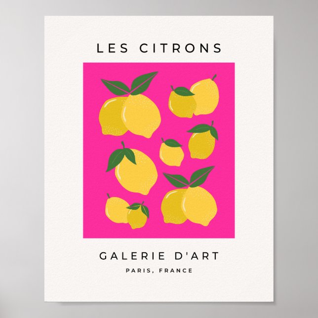 Les Citrons 02 Retro Lemon Hot Pink Poster (Vorne)