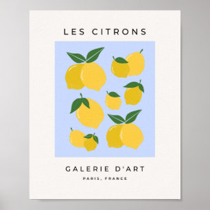 Les Citrons 03 Retro Lemon blau und gelb Poster