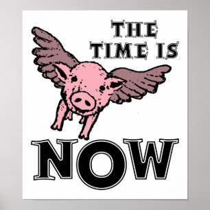 Les Cochons Volent Maintenant Affiche Drôle