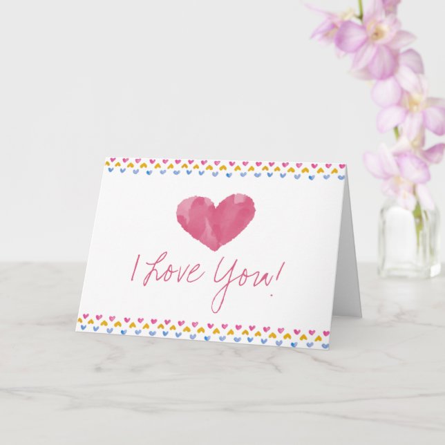 Les Coeurs d'Aquarelle Je t'aime Carte Saint-Valen (Orchidée)