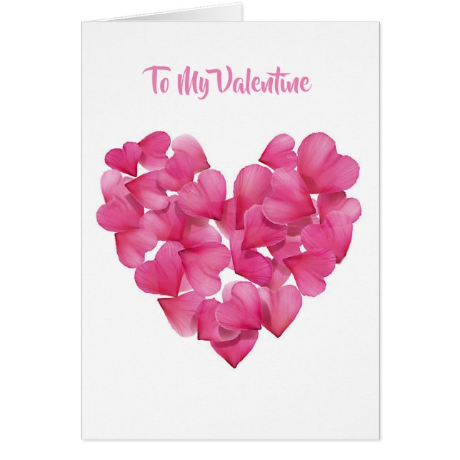 Les coeurs de pétales Roses de la carte de Valenti (Devant)