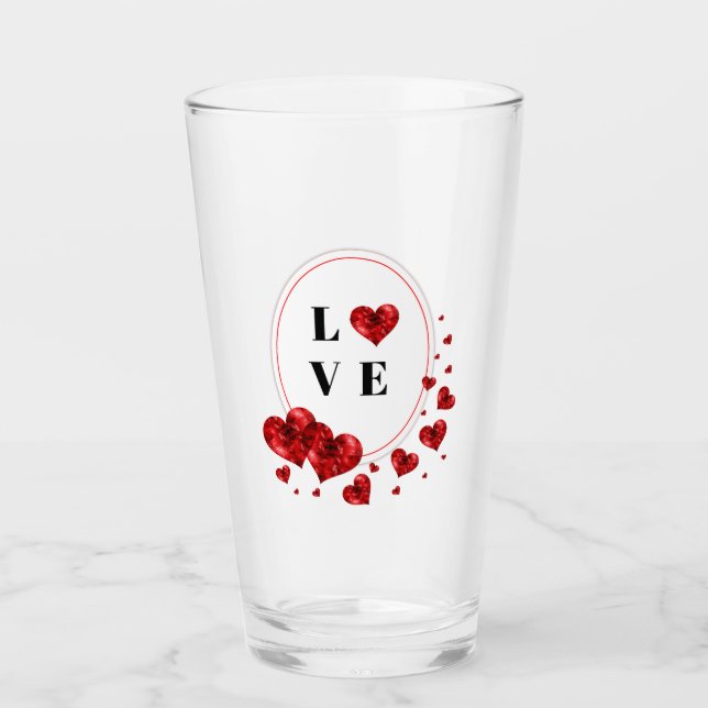 Les Coeurs Rouges adorent le tombeur en verre uniq (Devant)