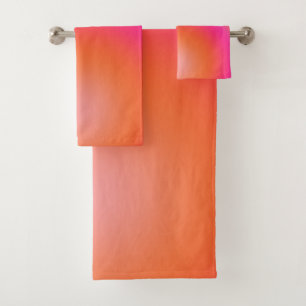 Les Couleurs 03 Hot Pink und Orange Gradient Aura Badhandtuch Set