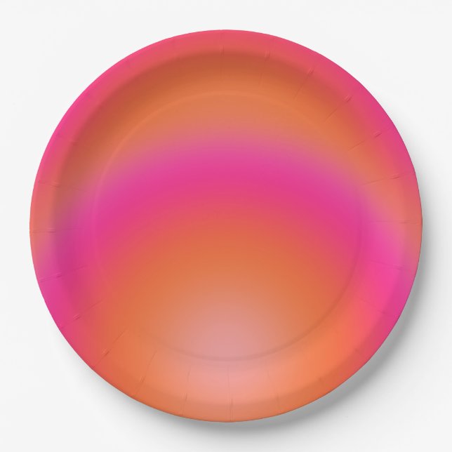 Les Couleurs 03 Hot Pink und Orange Gradient Aura Pappteller (Vorderseite)