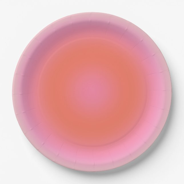 Les Couleurs 04 Neutral rosa und orange glänzend Pappteller (Vorderseite)
