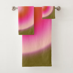 Les Couleurs 05 Gradient Olive and Pink Aura Badhandtuch Set
