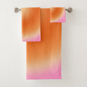 Les Couleurs 11 rosa und orange glänzend Badhandtuch Set