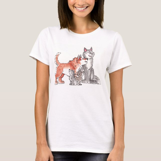 Les dames de famille de loup ont adapté le T-shirt (Devant)