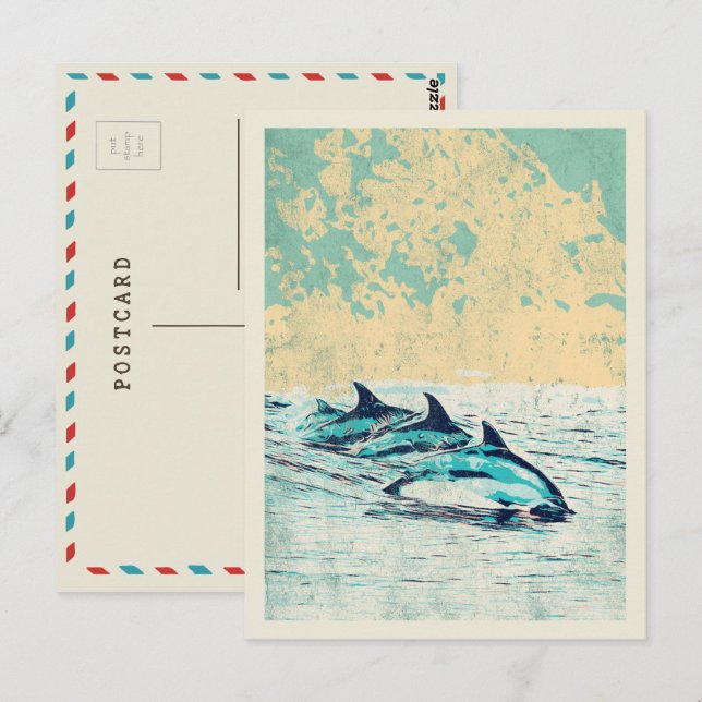 Les dauphins dans l'océan Atlantique Carte postale (Devant / Derrière)