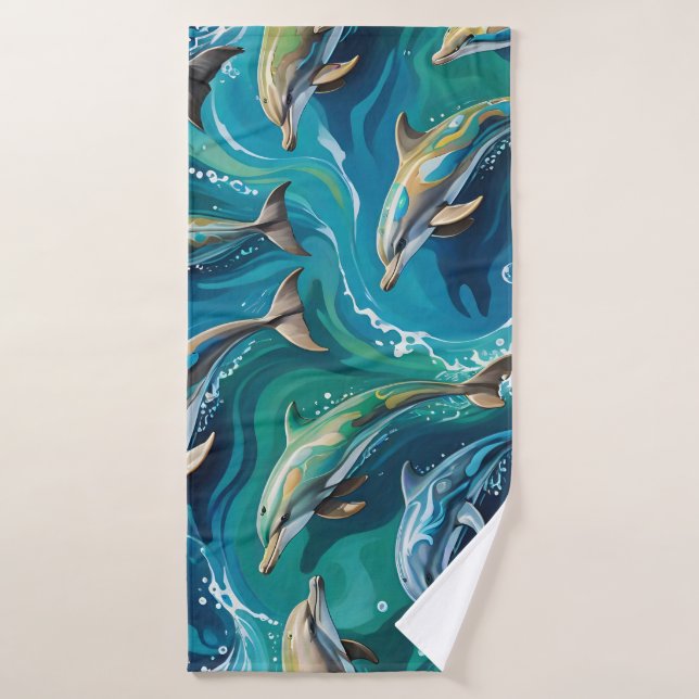 Les dauphins nagent  (Serviette de bain)