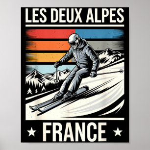 Les deux alpes Frankreich Skifahren, französischer Poster