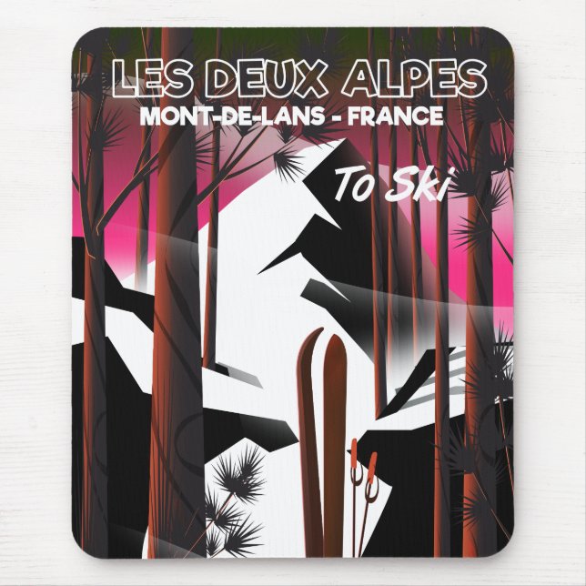 Les Deux Alpes, Frankreich - Skiposter Mousepad (Vorne)