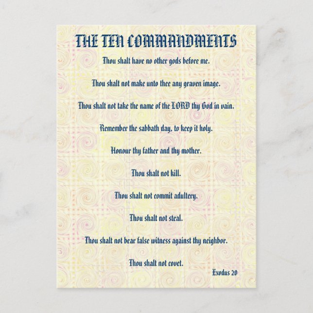 Les Dix Commandements Carte Postale Jaune Twists (Devant)