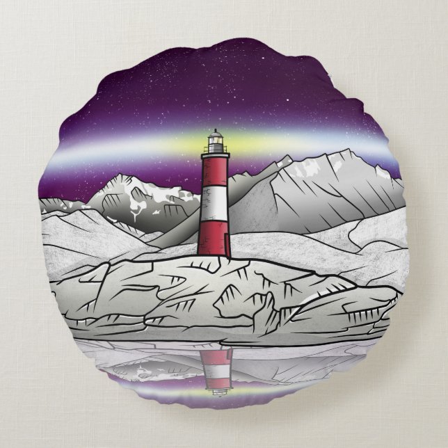 Les Eclaireurs Lighthouse Beagle Channel Rundes Kissen (Rückseite)