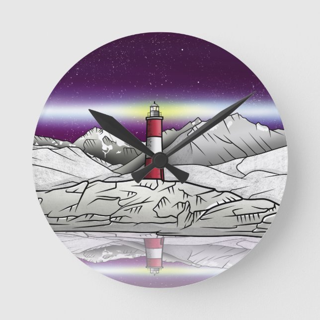 Les Eclaireurs Lighthouse Southern Argentina Runde Wanduhr (Vorderseite)