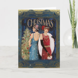 Les élégantes Dames Art Deo célèbrent la carte de 