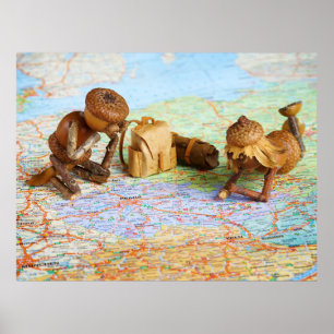 Les elfes d'Acorn planifient un poster de voyage