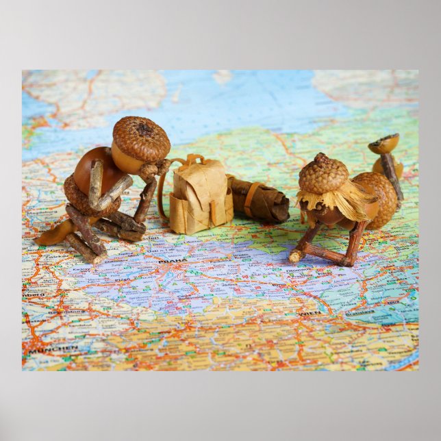 Les elfes d'Acorn planifient un poster de voyage (Devant)