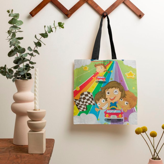 Les Enfants Courent Sur Un Sac fourre-tout Arc-En- (Créateur téléchargé)