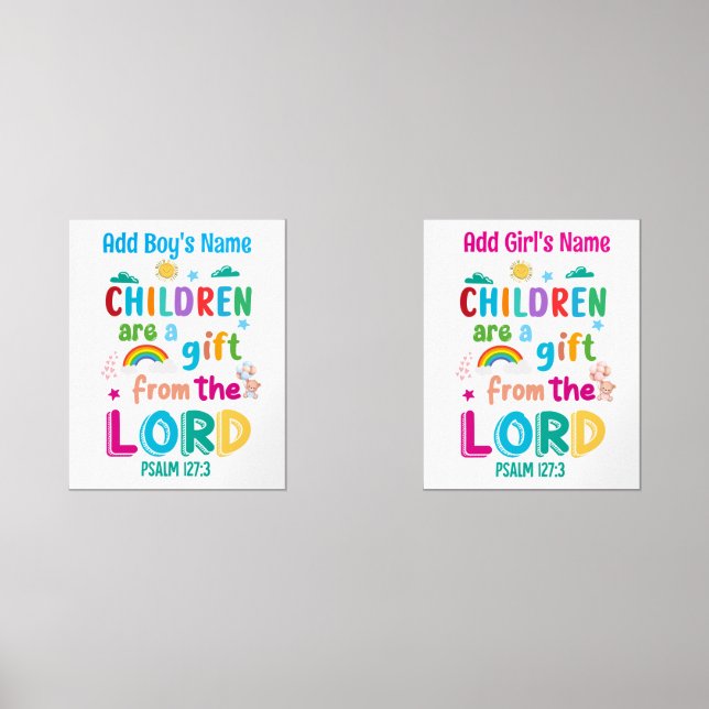 "Les enfants sont un cadeau du Seigneur" (Garçon e (Recto)