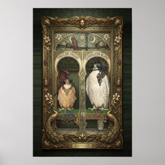Les Faucons de l'Est - Art Nouveau Falknerei Poster