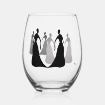 Les Femmes Black and Gray Stemless 16oz. Weinglas