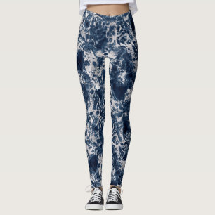 Les femmes de Leggings - Blue and Silver Marble Pa