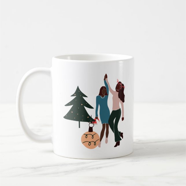 Les femmes noires Illustrent le café de Noël Mug (Gauche)