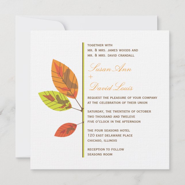 Les feuilles d'automne Faire-part de mariage (Devant)