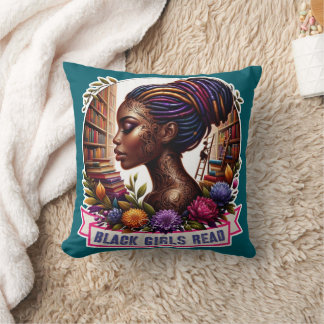 Les filles noires lisent | Coussin décoratif 16x16